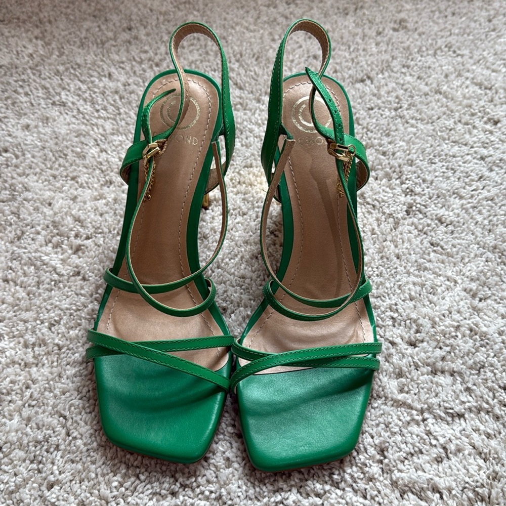 Green leather sandals